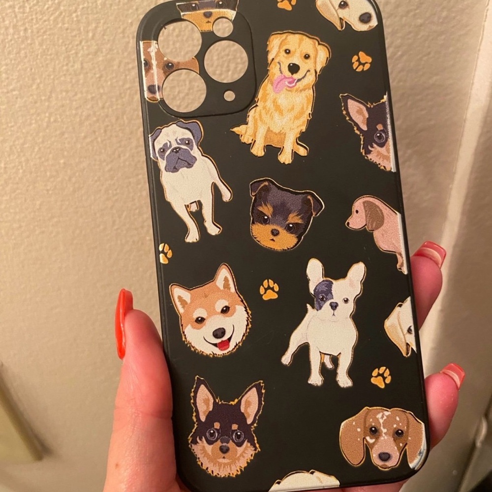 Dog Pattern Protective Phone Case - Black with Multi Dog Prints iPhone 11 Pro